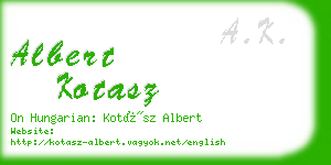 albert kotasz business card